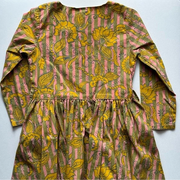 Matilda Jane Paisley Stripe Funky Pattern Pink, Yellow, & Olive Green Dress - Picture 9 of 9